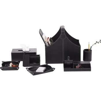 

Zakka Style Leather Desk Organizer Creative Multi-Function Storage Box for Sundries/Magazines/Jewelry Tissue Box Pen Container