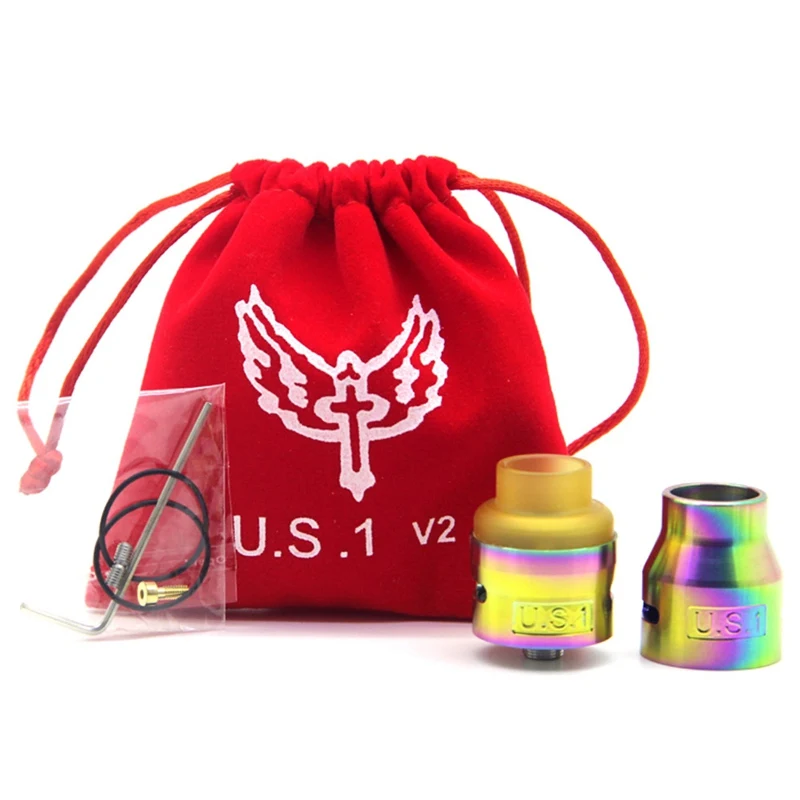 

High Quality US1 V2 RDA 24mm 510 Tip Drip RDA Vape Atomizer Dual Coil Design Fit Mechanical Mod Vape Box e Cigarette Mod