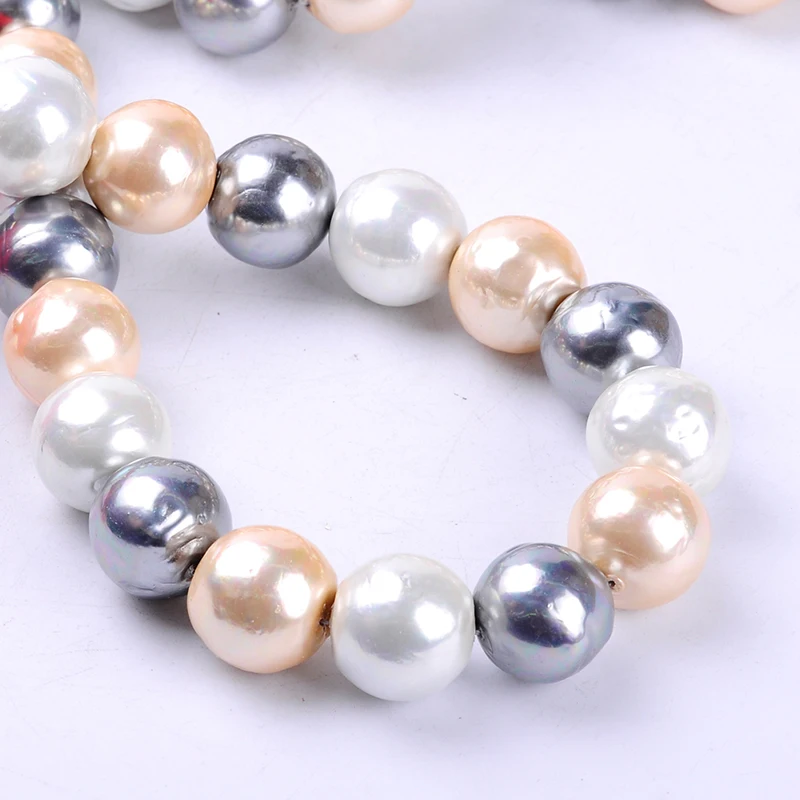 1pack/Lot 21mm Fashion Round Ball Natural Shell Pearl Loose Spacer Beads Mixed Multi Colours DIY for Jewelry & Craft necklace