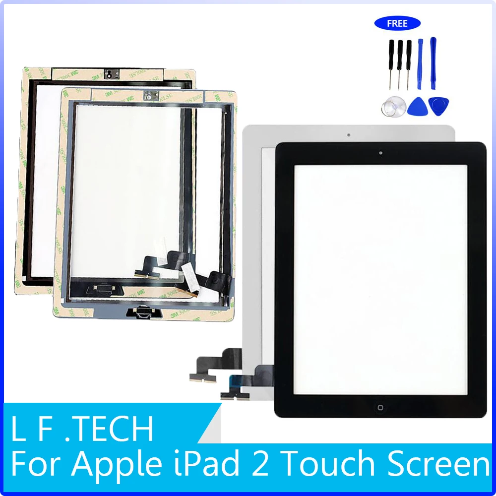 

For iPad 2 A1395 A1396 A1397 Touch Screen Digitizer Sensor Glass Panel Tablet Replacement with Home Button and Adhesive Sticker