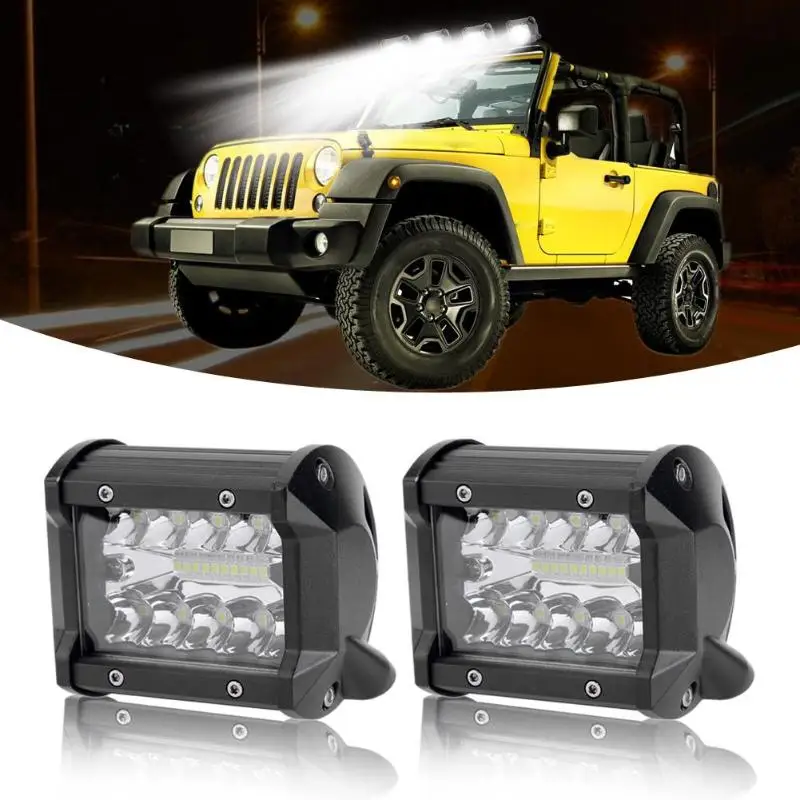 VODOOL 4 inch 60W 3 Row 10800LM LED Work Light Bar Bulbs Offroad