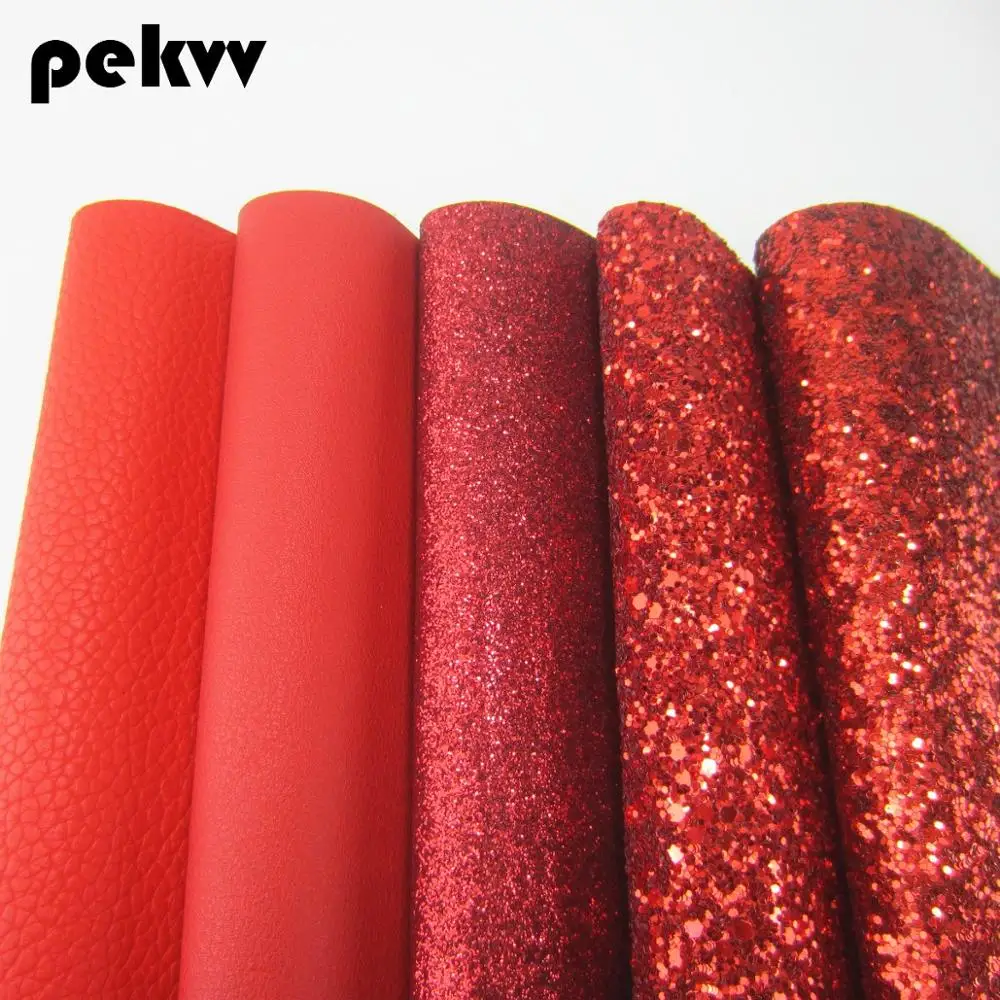 

Red Glitter Fabric and Lichee Textured Faux Synthetic Leather For DIY shoes A4 Sheet 8"x11.8" 1piece HD002