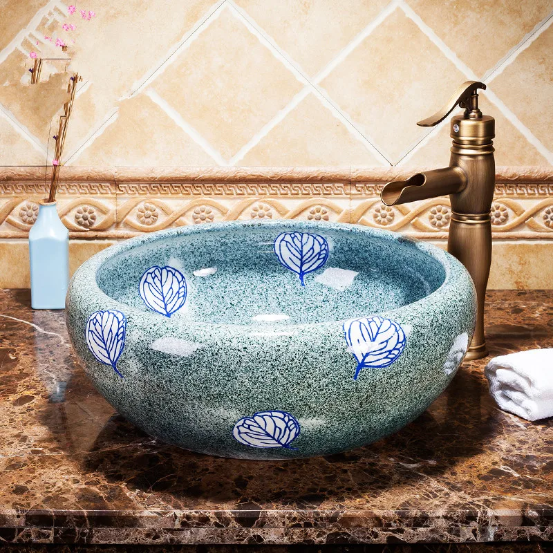Handmade China Lavabo Washbasin bathroom sink bowl countertop Flower Shape Ceramic wash basin bathroom sink (2)