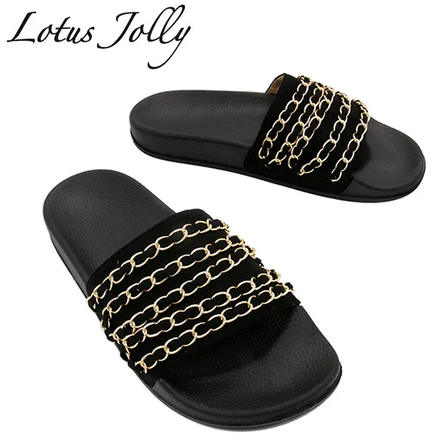 fashion 2018 women slides summer chain slippers women cool shoes