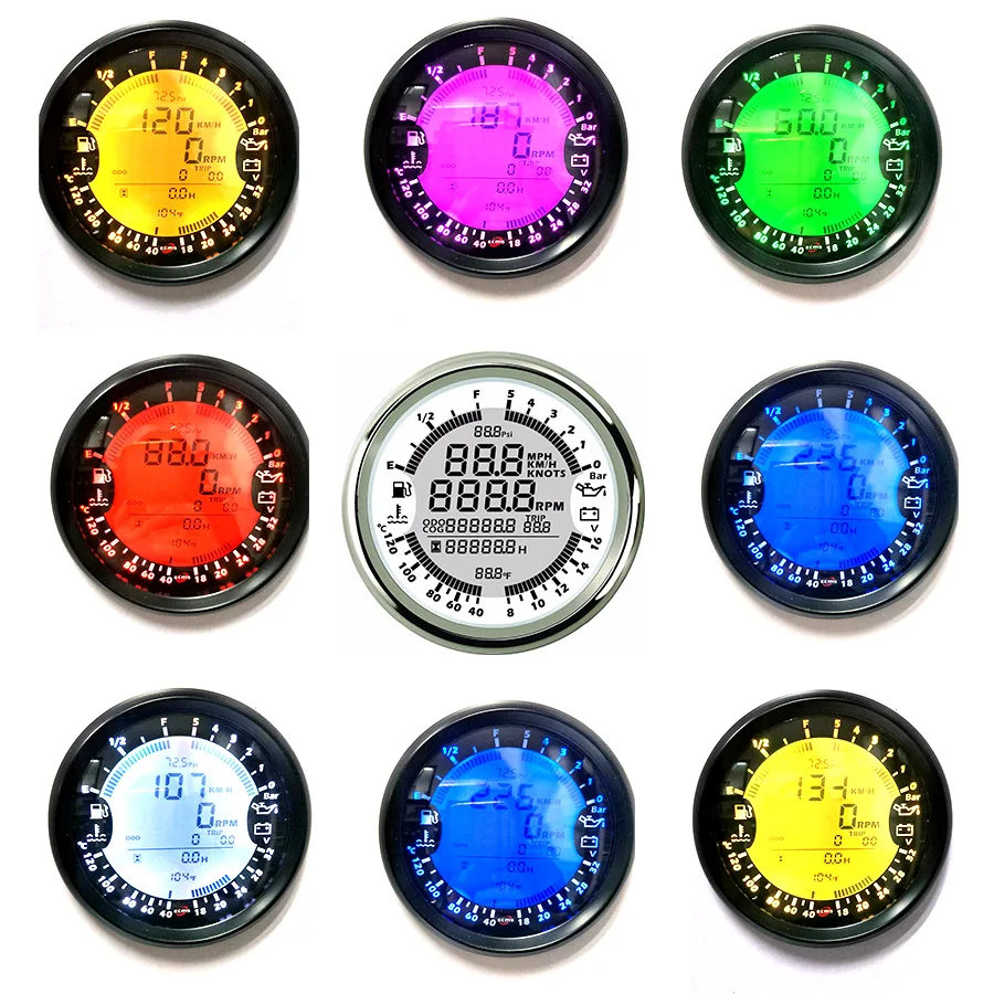 

New 6 in 1 Multi-functional Gauge Meter GPS Digital Speedometer Tachometer Hour Water Temp Fuel Level Oil Pressure Voltmeter 12V