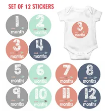10cm 12pcs/lot Doddle Arrow Month Stickers Monthly Milestone Pregnant Women Photo Prop Clothes Stickers Decoration Shower Gift