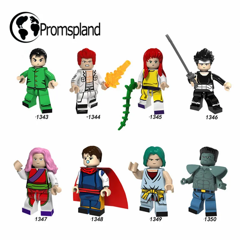 

8pcs/lot Anime Mini Figure YuYu Hakusho Building Blocks Yuusuke/Hiei/Kurama/Kazuma Compatible With LegoINGlys Toys For Kid 4.5cm