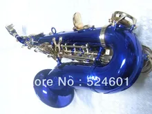 Wholesale small bend soprano saxophone in B flat blue body golden key