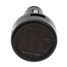 Car Charger 2.1A Phone Charger 12V/24V Digital Voltmeter Thermometer Cigarette Lighter Charger For Mobile Phones Tablets ME3L