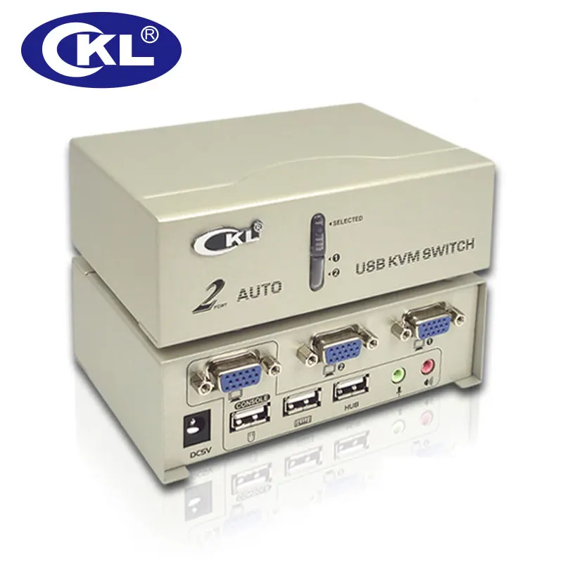 CKL 2 порта USB VGA KVM переключатель Поддержка аудио Автосканирование с кабелями ПК