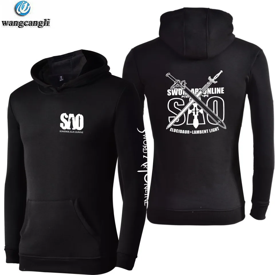 Sword Art Online худи Sao Japan Hot Anime толстовки Kirito Elucidator Dark Repulsor Свитшот черный Swordsman куртка