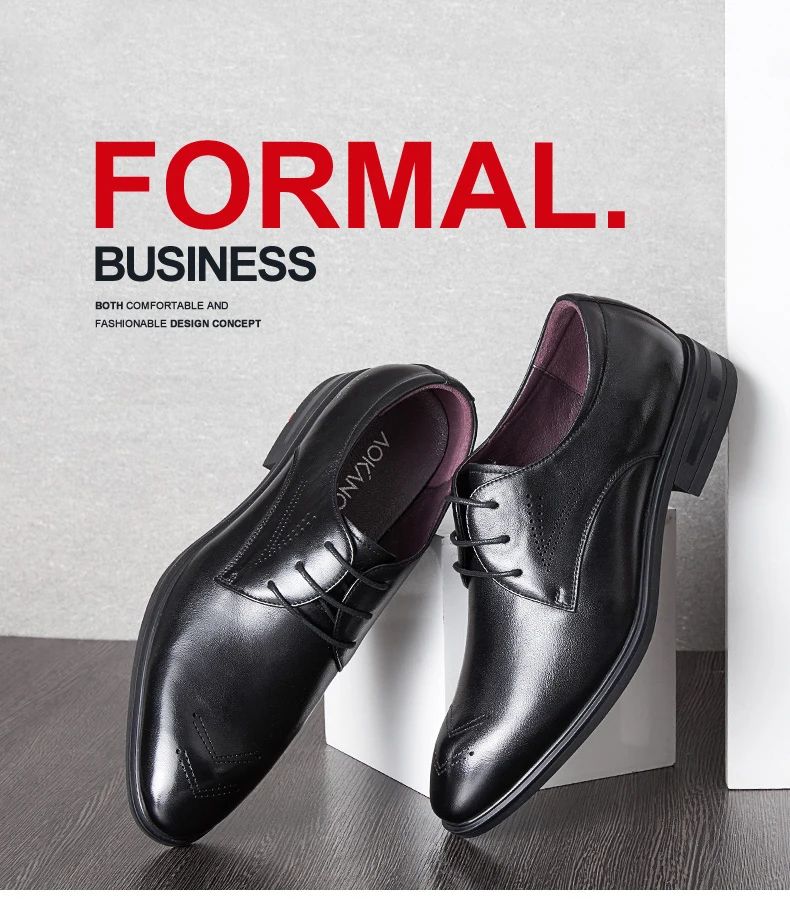 AOKANG/Мужские модельные туфли натуральная кожа мужские свадебные туфли брендовая мужская обувь, полуботинки высокого качества
