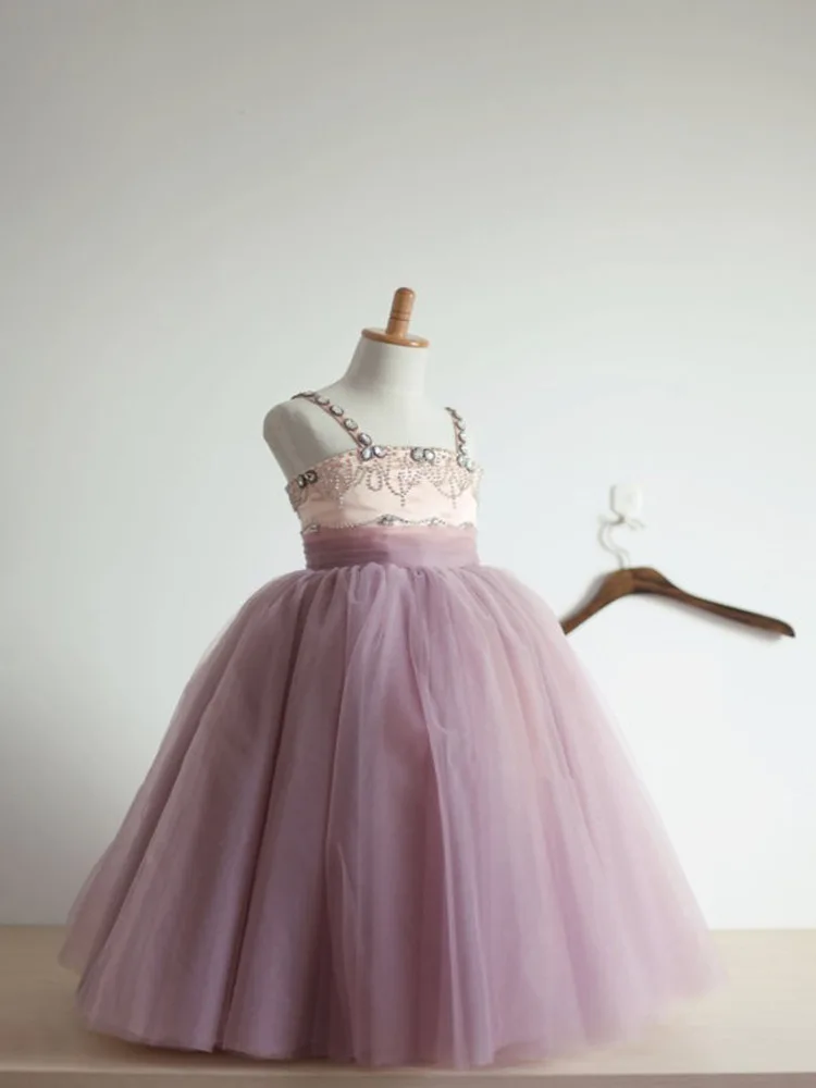 vintage mauve flower girl dress