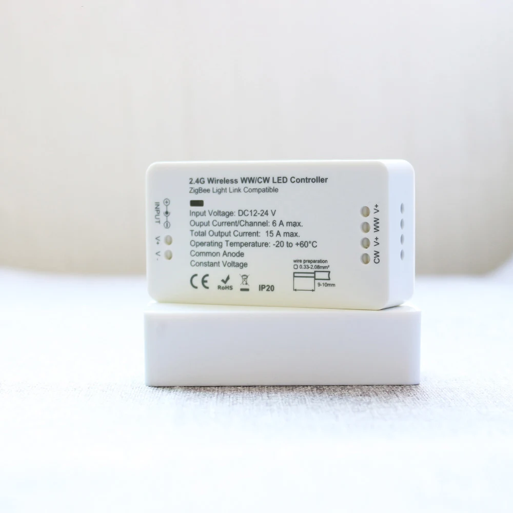 Zigbee Bridge LED Controller CW WW Dimmer Strip Controller DC 12V 24V Zll Standard App Controlled LED Zigbee LED Dimmer
