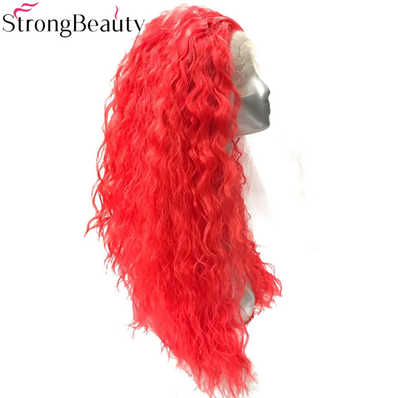 Сильные красивые синтетические парики на кружеве красные длинные волнистые волосы термостойкие волокна парик