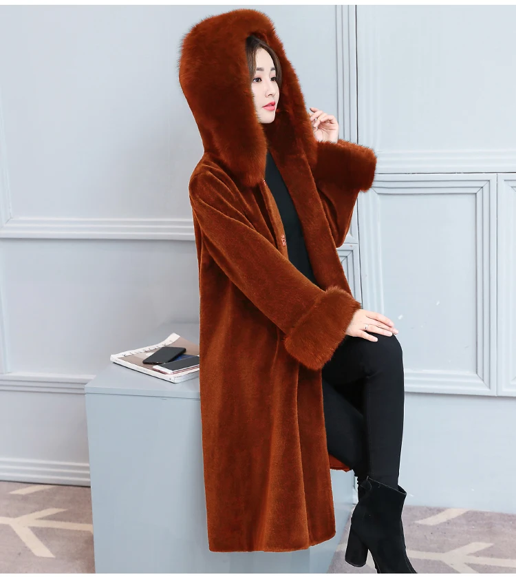 HANZANGL модное женское кашемировое меховое пальто флокированное зимнее длинное пальто куртка размера плюс женская верхняя одежда из искусственного меха 4 цвета M~ 3XL