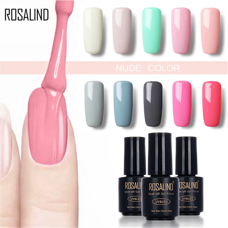 ROSALIND Black Bottle 7ML Pure Color 58 Colors 31-58 UV LED Gel Nail Polish Warming DIY Art Varnish | Красота и здоровье