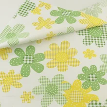 Зеленый и Желтый Цветочные Узоры Хлопчатобумажной Ткани Швейная Teramila Украшения Постельные Принадлежности Одежда Куклы Домашнего Текстиля Quiting