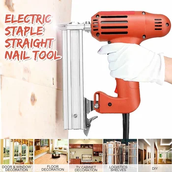 

Electric Nailer 10-30mm Straight Nail Staple Guns 220V 1800W Woodworking Tool Light Weight Portable 60/min Firing Speed Rate