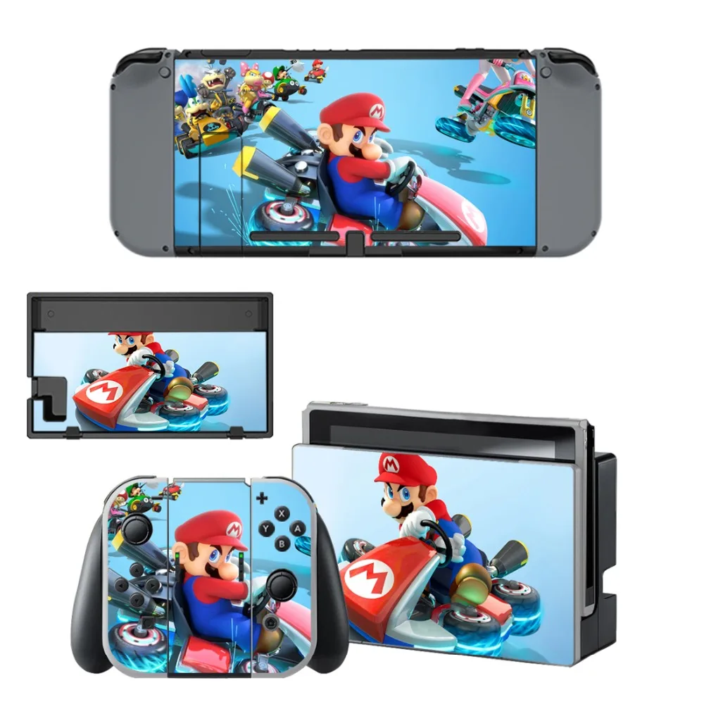 Mario Kart 8 Deluxe наклейка виниловой кожи протектор Стикеры для nintendo переключатель НС консоли + контроллер + держатель подставки защитный плёнки