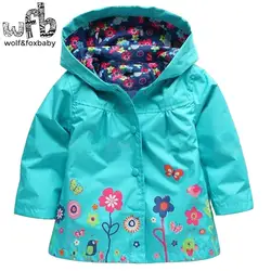 Розничная продажа От 2 до 6 лет пальто для мальчиков, с длинными рукавами, футболки с милым цветочным принтом и защита от ветра, от дождя