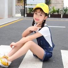 Летние детские штаны шорты для малышей корейский Повседневный детский джинсовый комбинезон детская одежда