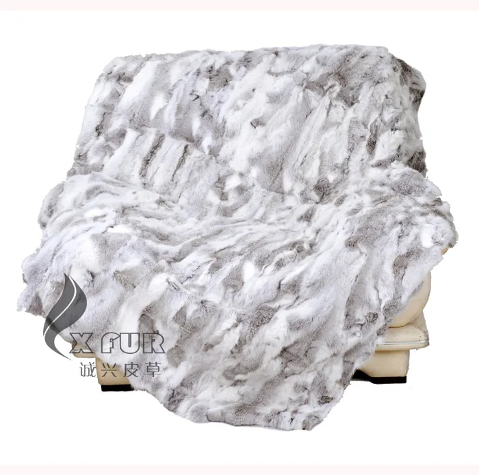 CX-D-94 200X150 изготовление размеров под заказ и Цвет реального кролика лоскутное Одеяло бросает - Цвет: natural grey