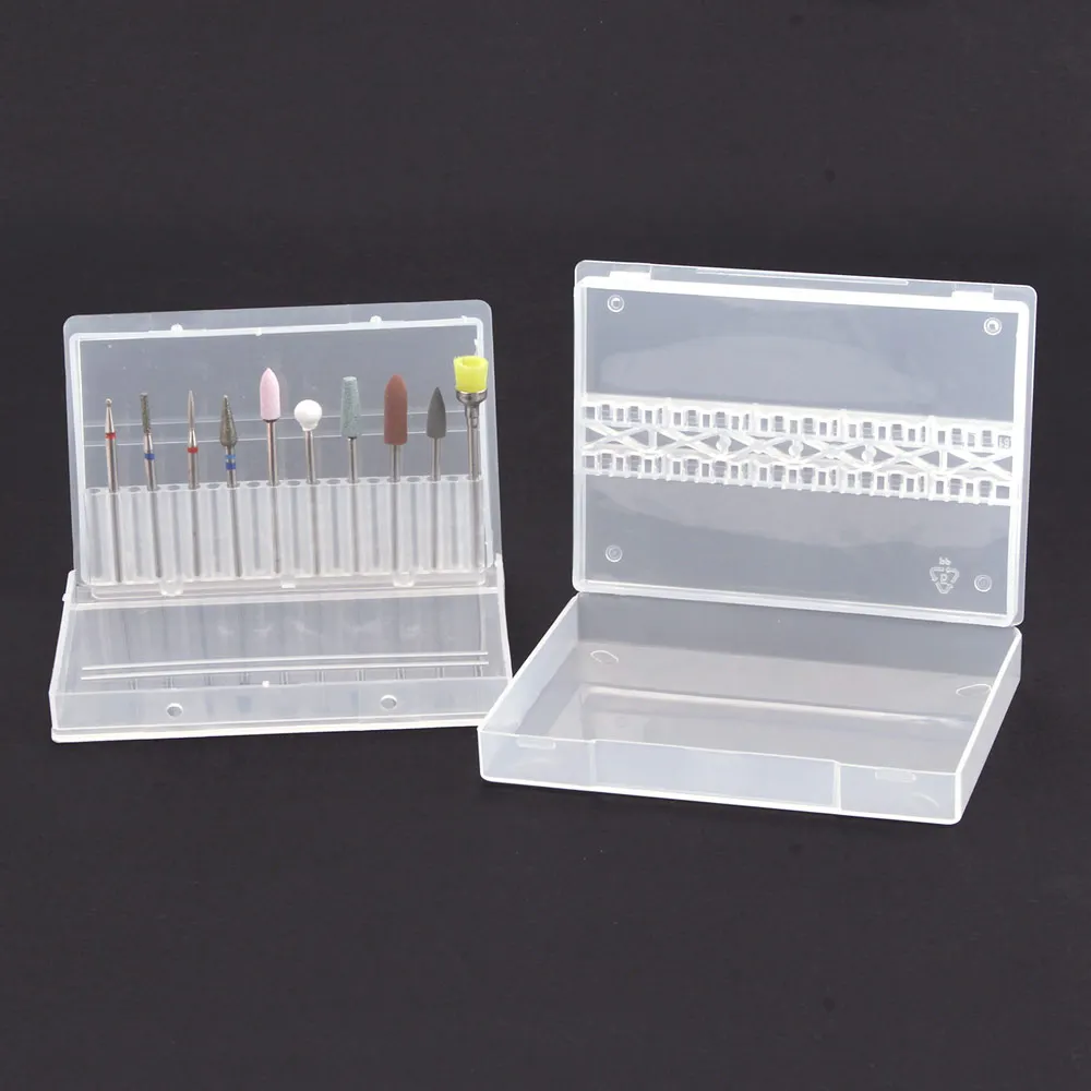 

14/20 Slots Nail Art Drill Bits Storage Box Display Stand Container Acrylic Portable Manicure Tools Organizer Case Holder Rack