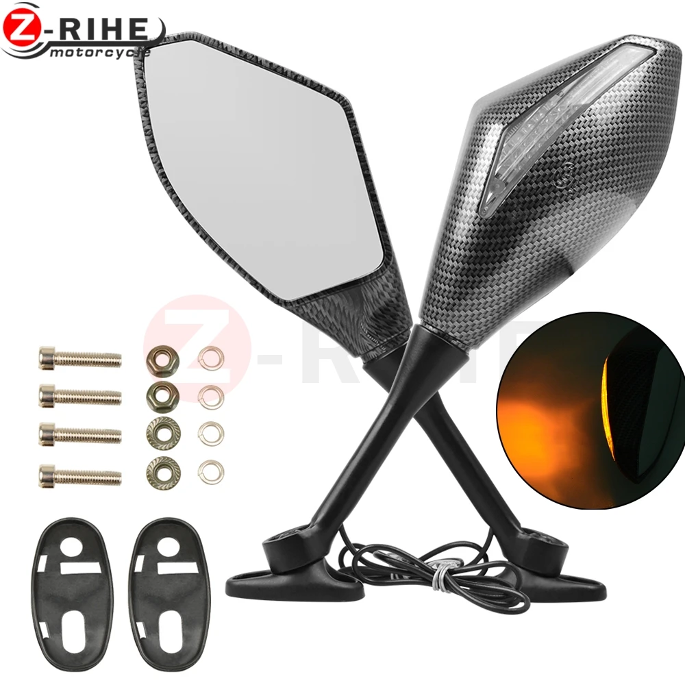Motorcycle Side Mirror Aluminium CNC Rearview & Turn Signal LED Light For KAWASAKI Benelli Hyosung Honda KTM BMW suzuki yamaha
