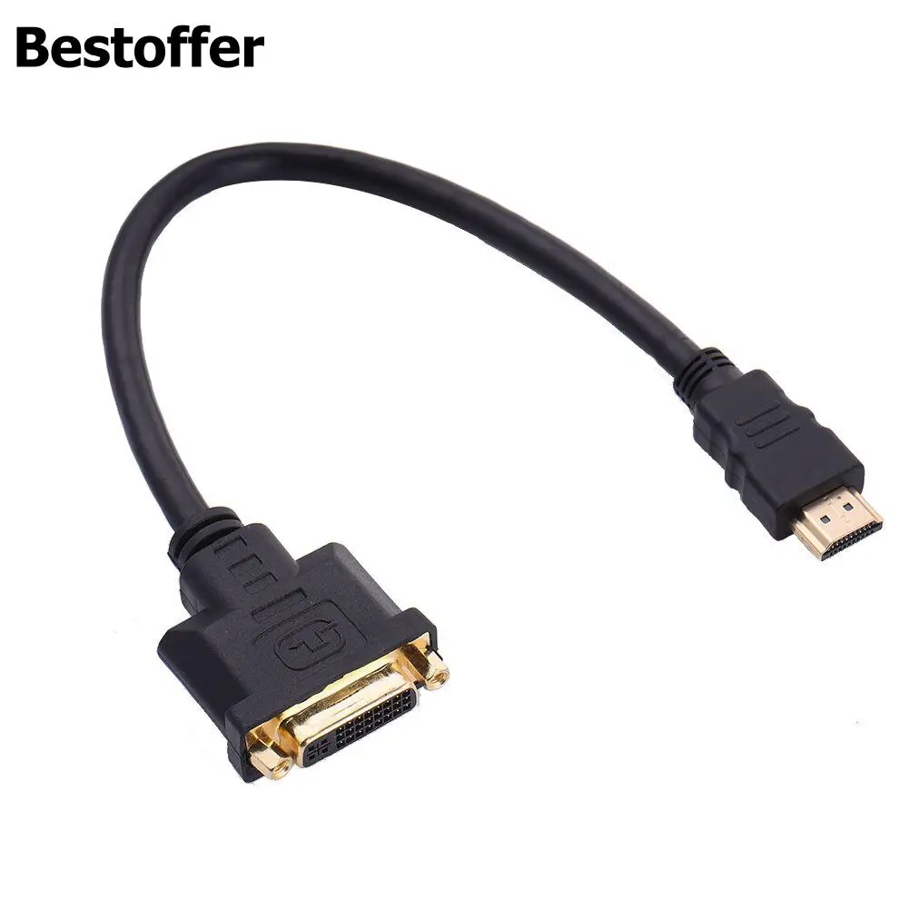 

Bestoffer 30cm HDMI to DVI-I 24+5 Cable M/F Male- Female Video Adapter Cord For PC HDTV DVD LCD Mayitr