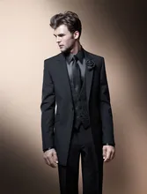Fashion Style One Button Black Groom Tuxedos Groomsmen Men’s Wedding Prom Suits Bridegroom (Jacket+Pants+Vest+Tie) K:545