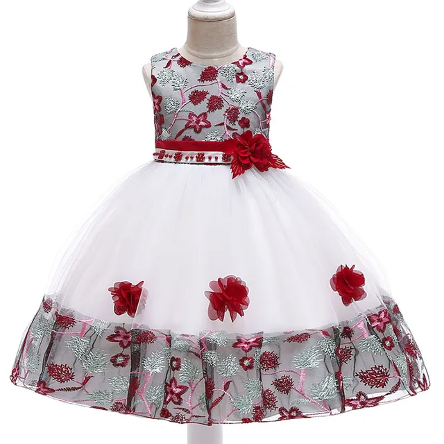 Flower girl dresses embroidery mesh girl dresses for weddings pageant ...