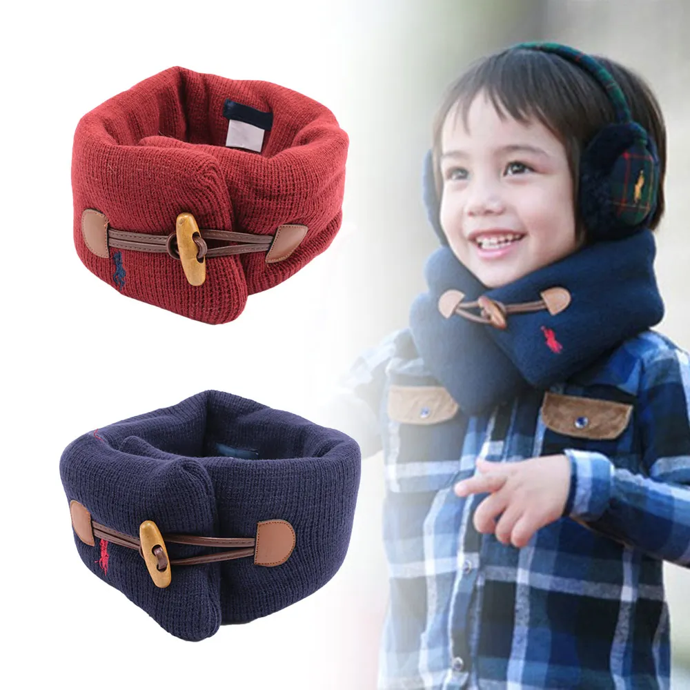 Winter Button Scarf For Children Cotton 60*9cm Scarf Thickened Collar