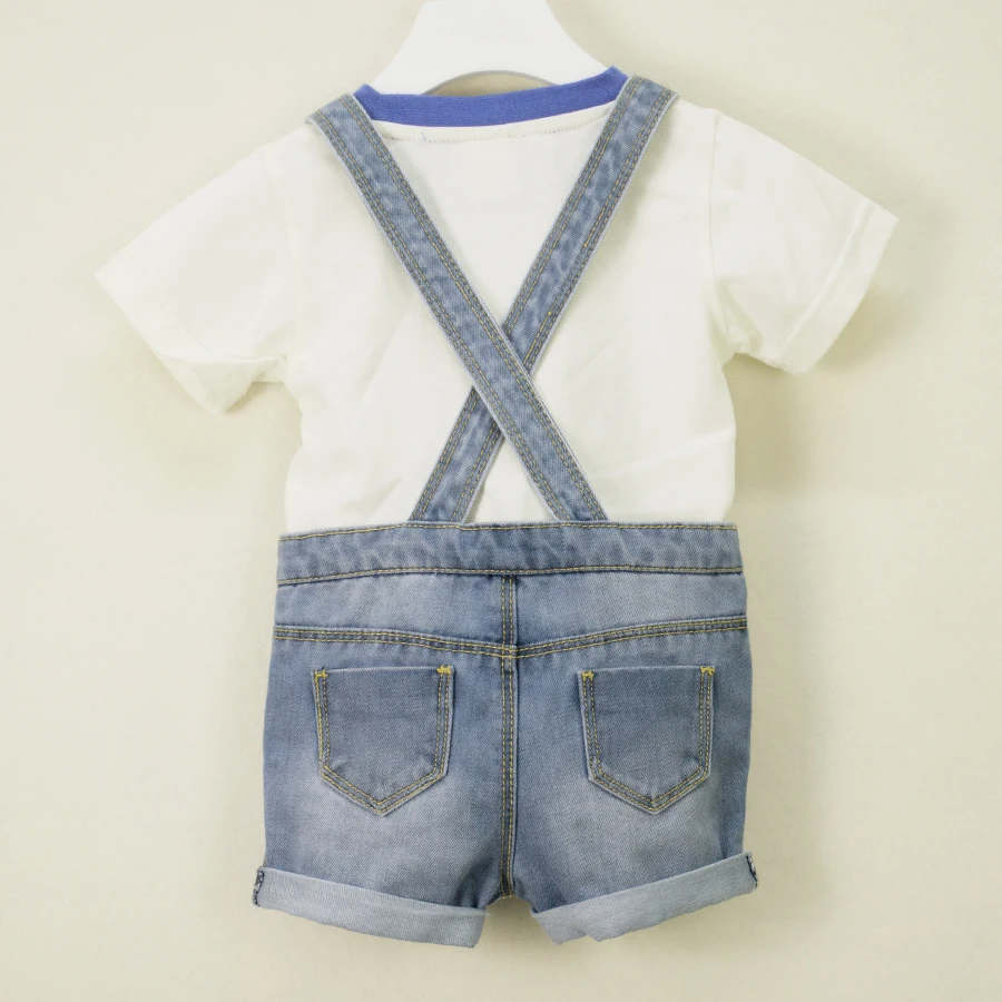 2 Newborn Baby Denim Jumpsuits Infant Boys Girls Rompers Bodysuit Jeans Shorts Toddler Kids Covered Button Patch Children Clothing