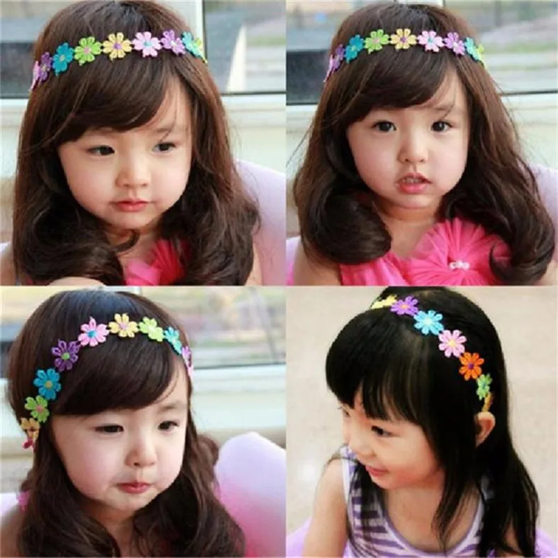Headwear Baby girl hair bands Baby Girl Kids Embroidered Flowers Headband Hair Accessories Headwear Bebes acessorios #4A28 (1)