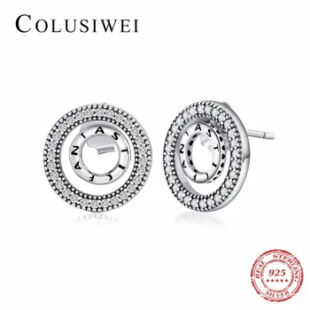 

COLUSIWEI Fashion 100% Real 925 Sterling Silver Fantastic Double Round Stud Earrings Jewelry For Women Wedding Earring Bijoux