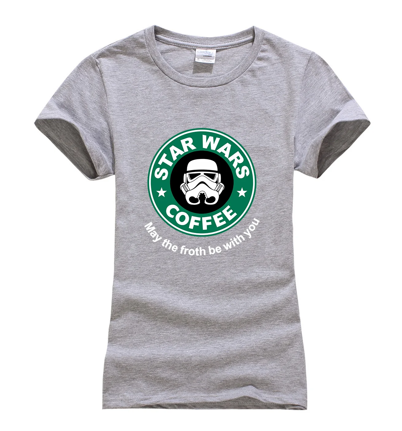 Стильная женская футболка с кофейным принтом "Звездные войны", лето,, женская футболка kawaii, брендовая одежда, harajuku, футболка, хипстерские Топы - Цвет: Серый