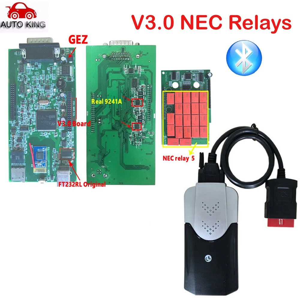 

VD TCS CDP v3.0 green pcb board new vci pro plus with bluetooth / USB work for cars and trucks 3in1 led obd2 diagnostic tool