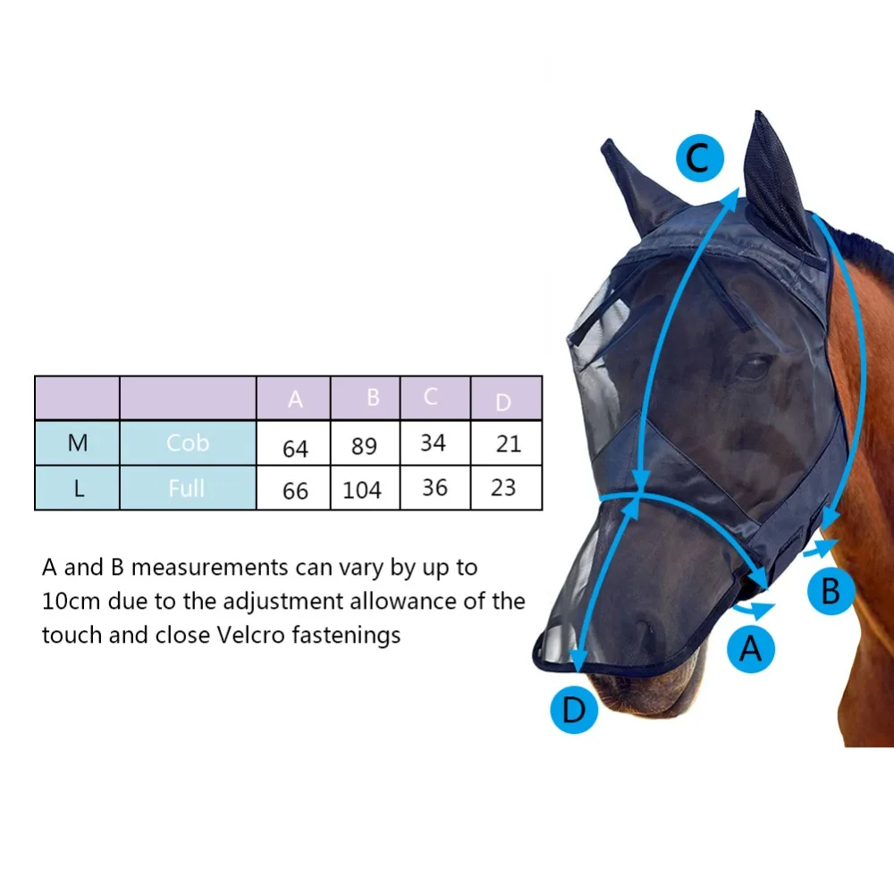 Товары для домашних животных Лошадь Съемная Сетчатая Маска с носовой крышкой лошадь муха маска лошадь полная маска для лица-москитный нос