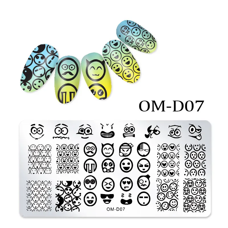 

1pc Rectangle Nail Art Stamping Plate Smiley Star Heart Polka Dot Crown Bohemian Retro Flower Manicure Polish Stencil New Design