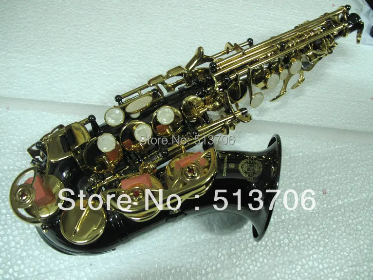 New Arrival Black Nickel Soprano Saxophone curved neck Sax with case