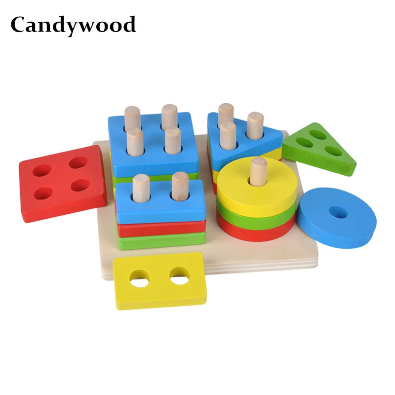 

Candywood Small Size Geometric matching Educational learning toys Intelligence Building Blocks for children kids Geometry Shape