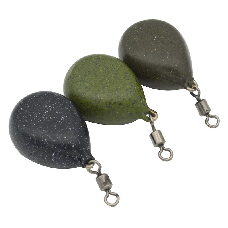 

Carp Fishing Lead Sinkers 1 Piece Pear Shaped Coated Flat Swivel Pear Leads Carp Fishing Lead Weights 57g