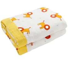 Детское одеяло зима 4 слоев Сгущает Теплый пелёнки из муслина детское постельное белье из хлопка детские мягкие марли двусторонняя печать Одеяло