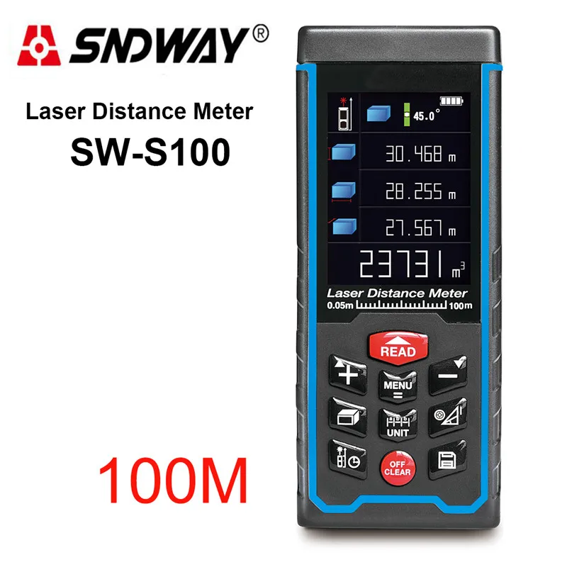 SNDWAY SW-S100 перезаряжаемый 100 м цветной дисплей высокоточный лазерный дальномер лазерный рулетка диастиметр