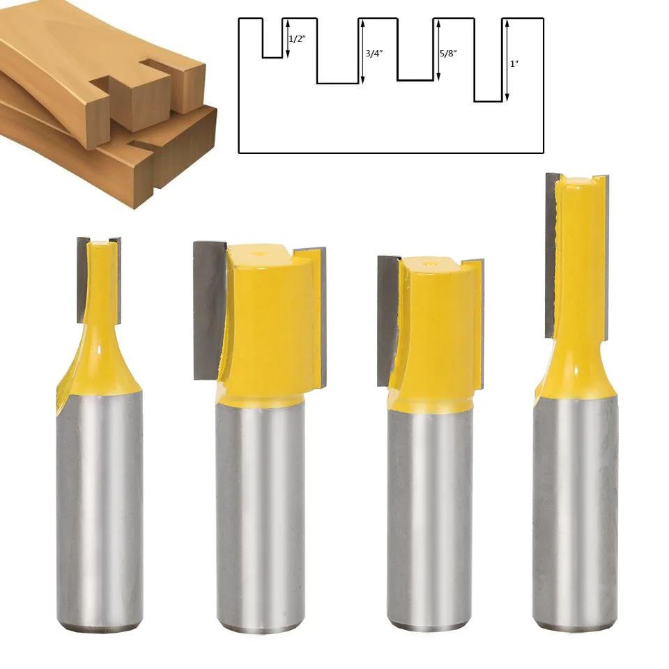 4pcs 1/2 Shank Extra long 20" Blade 1/2" Cutting Dia. Straight Router Bit Woodworking cutter