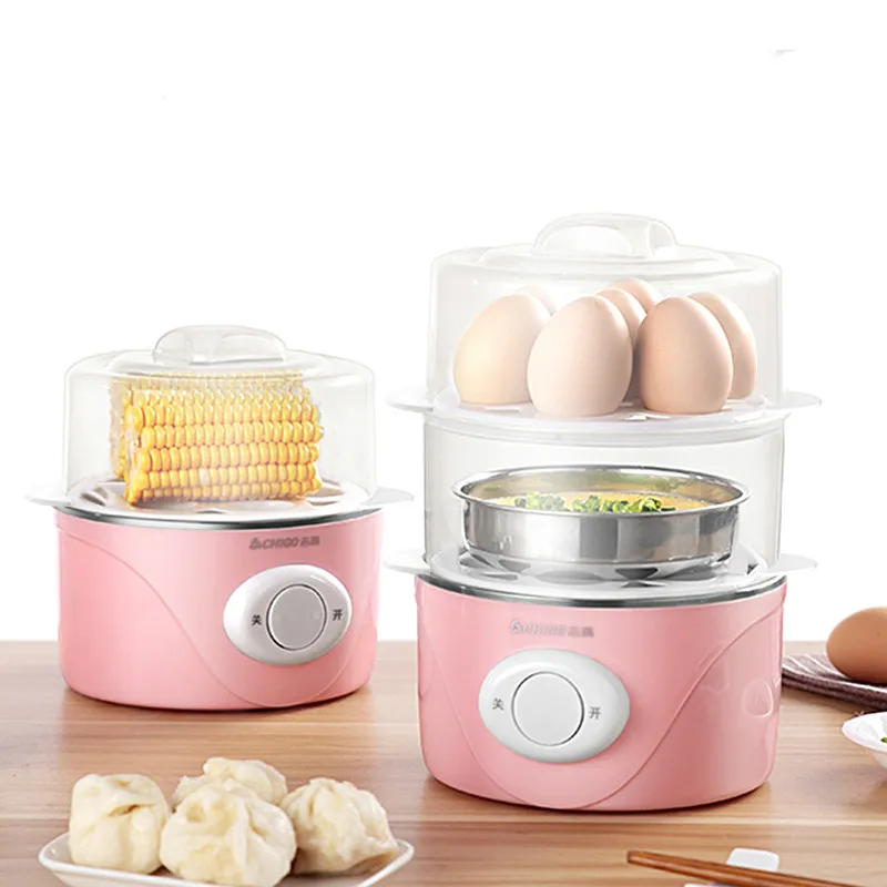 Chigo домашний двухслойный мини-яикипятильный мини-пароварка стерилизация Автоматическая мощность мини-аппарат для приготовления завтрака яйцо заварной крем