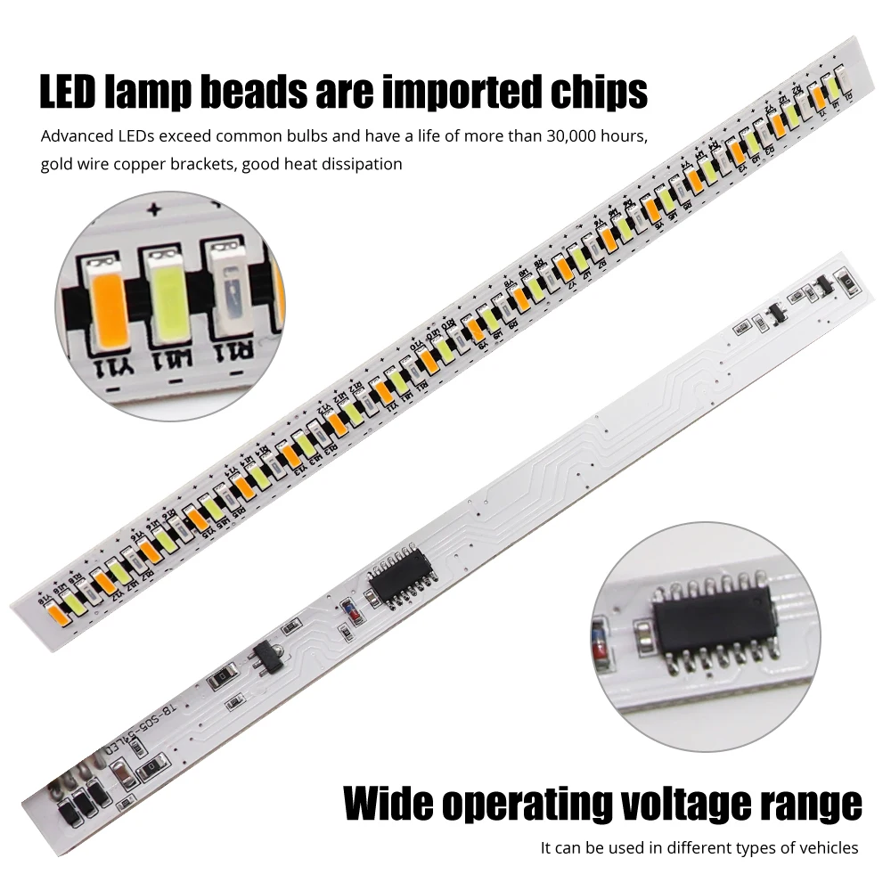 LED DRL 주간 주행등, 방향 지시등, 흐르는 조명, 안개등, 12V 방수, 흰색 DRL 라이트, 노란색 회전, 파란색 주행 램프