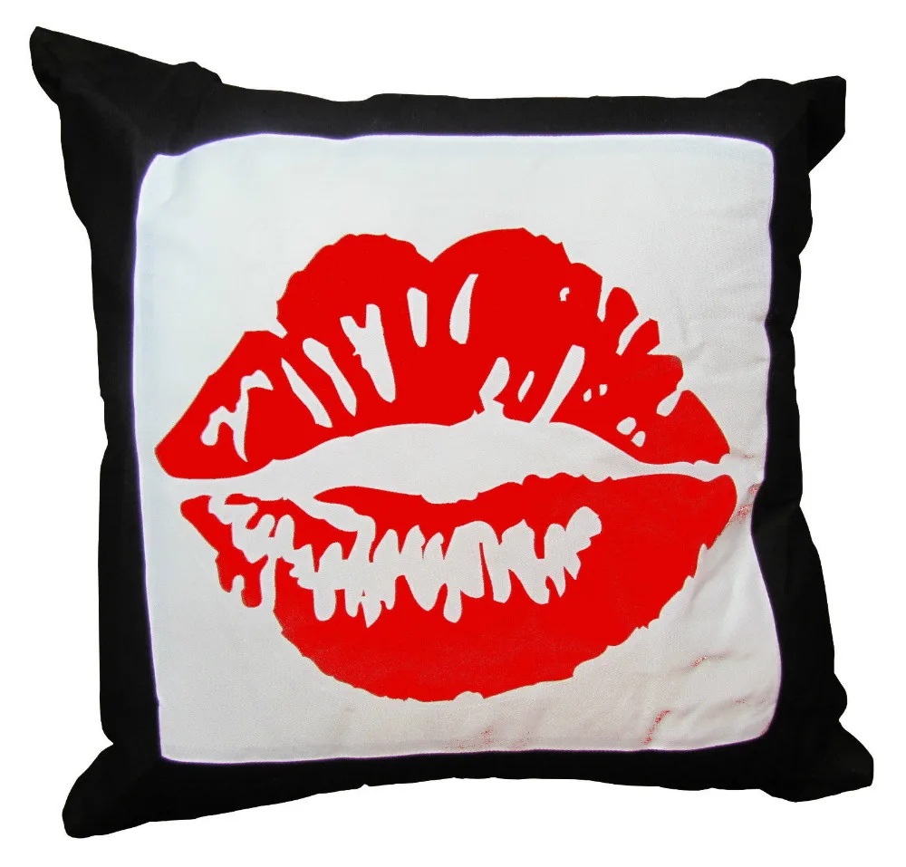 Pop Art Painting Cushion Cover Red Lips Kiss Throw Pillow Case