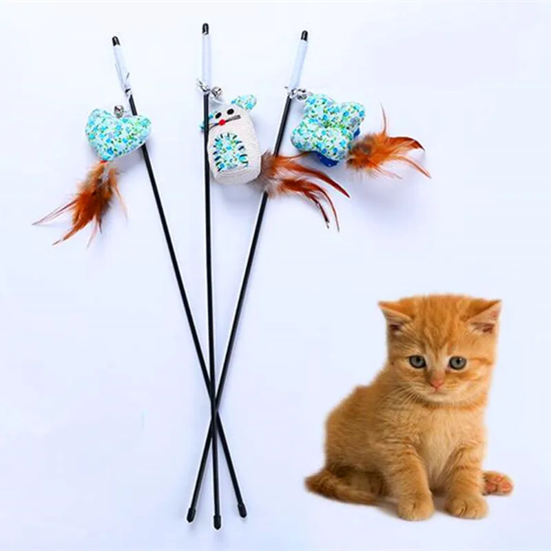

1pcs Cat Teaser Wand With Feather Catnip Plush Mice Kitten Interactive Toy cat teaser stick